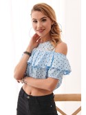 Bluza scurta albastru deschis cu buline 21521 - Magazin online - Boutique